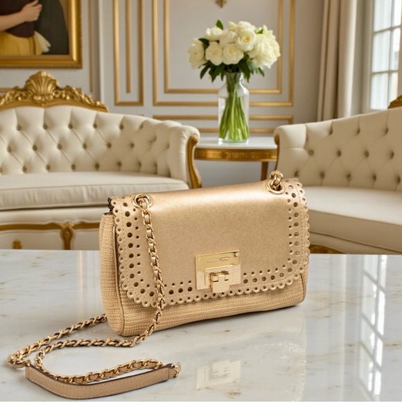 Michael Kors Handbags - New! Michael Kors Violet Vivian Metallic Gold / Natural Two Way Bag (NWOT)